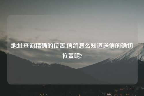 地址查询精确的位置,信鸽怎么知道送信的确切位置呢?
