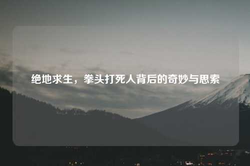 绝地求生，拳头打死人背后的奇妙与思索