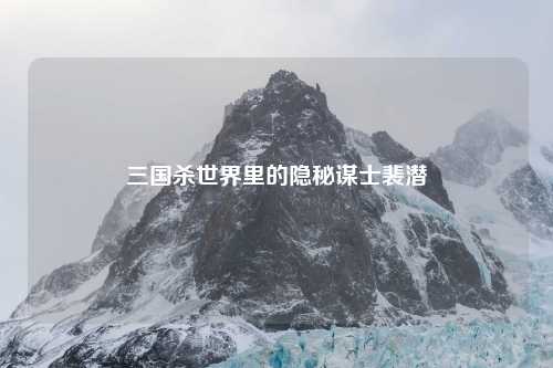 三国杀世界里的隐秘谋士裴潜