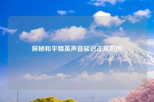 探秘和平精英声音延迟正常范围