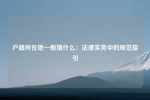 户籍所在地一般填什么：法律实务中的规范指引