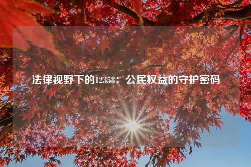 法律视野下的12358：公民权益的守护密码