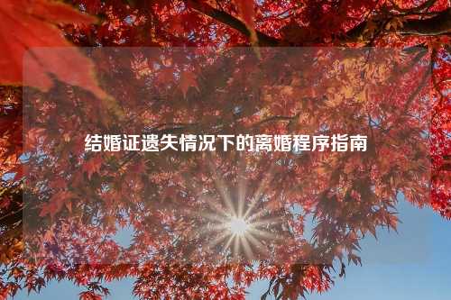 结婚证遗失情况下的离婚程序指南