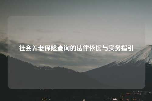 社会养老保险查询的法律依据与实务指引
